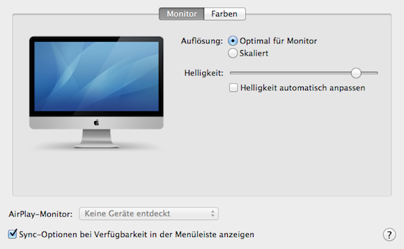 Airplay in den Systemeinstellungen Monitor