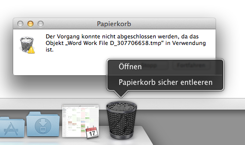 Mac Papierkorb lässt sich nicht löschen