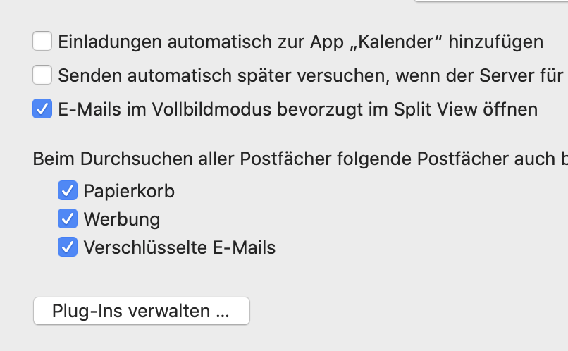 Apple Mail Ordner von der Suche ausschließen