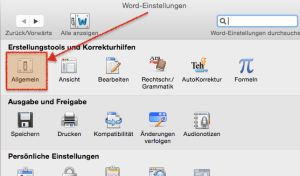 Einstellungen in MS Word (Mac)